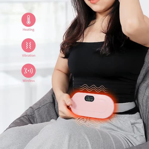 Period Pain Cramp Relief Belt -Portable Menstrual Heating Pad, Heated Belly Belt for Menstrual Cramp Relief with 3 Heat Levels and 4 Modes, Electric Belt Massage for Women and Girls
